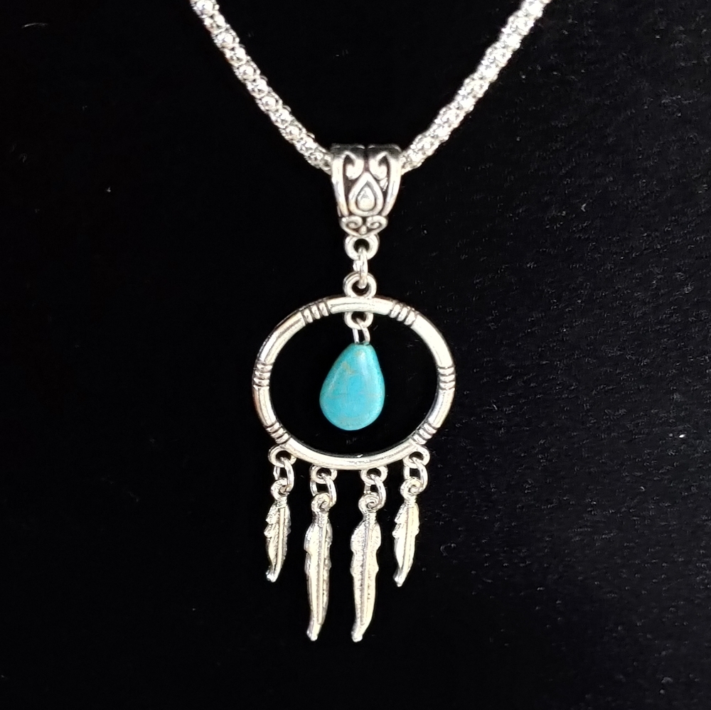 Boho Suspended Stone Dream Catcher Necklace